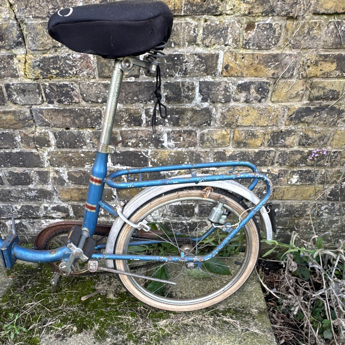 Dunavia Vintage Folding Bike 20in Blue Steel Hub Gears Mudguards Rear Rack