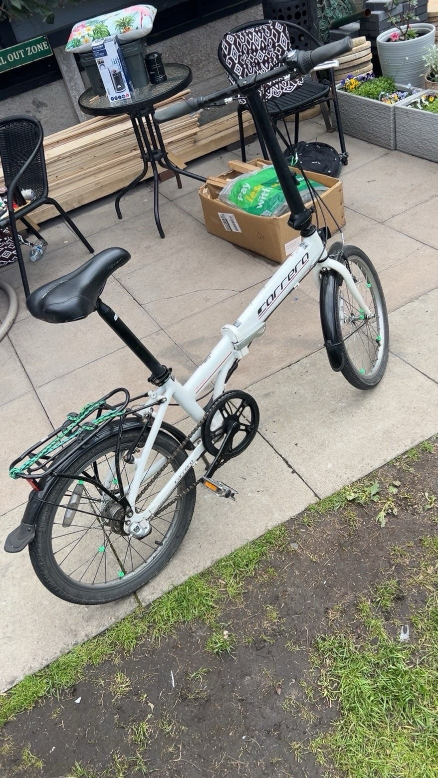 Carrera Transit Folding Bike 20" Aluminium Mudguards Rack White Black
