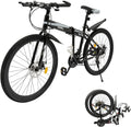 26" Folding Mountain Bike 21-Speed Dual Disc Brakes Adjustable Saddle