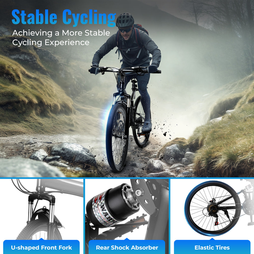 26 inch Folding Bikes Mens Mountain Bike Full Suspension Disc Brake Bicycle