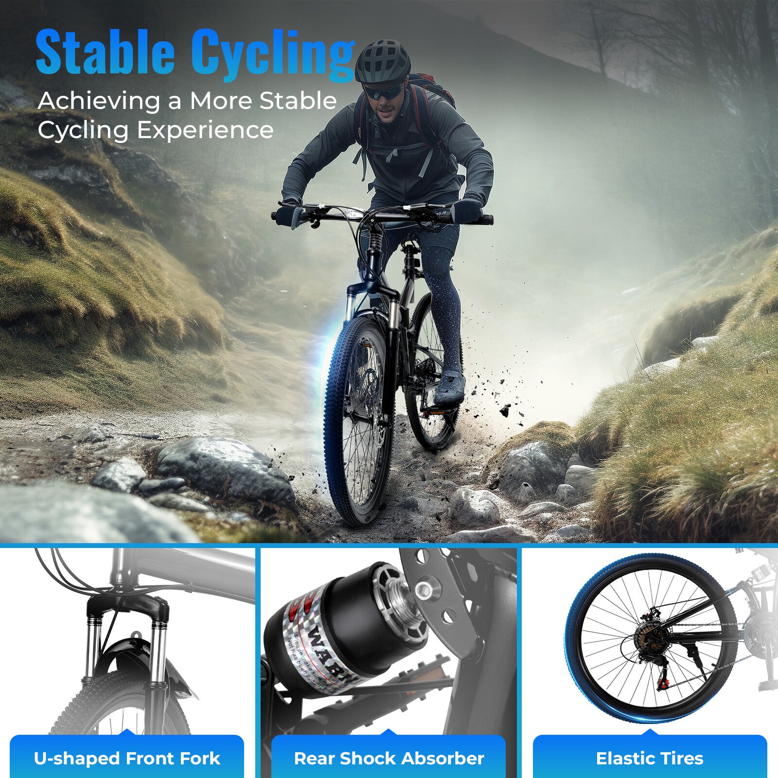 26 inch Folding Bikes Mens Mountain Bike Full Suspension Disc Brake Bicycle