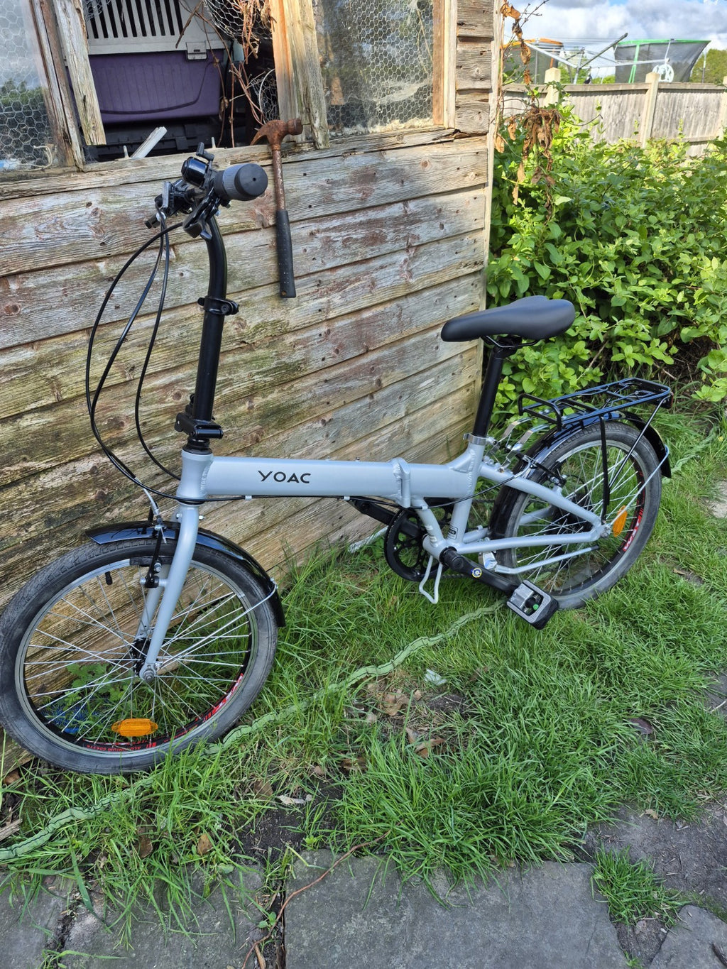 YOAC Folding Bike Alloy Bicycle Steel 13in Frame, 20in Wheel - Silver