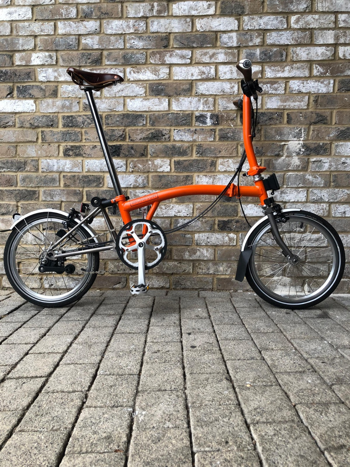 Brompton Signal Orange Superlight Titanium RARE S6L-X with Brooks - WORLD POST