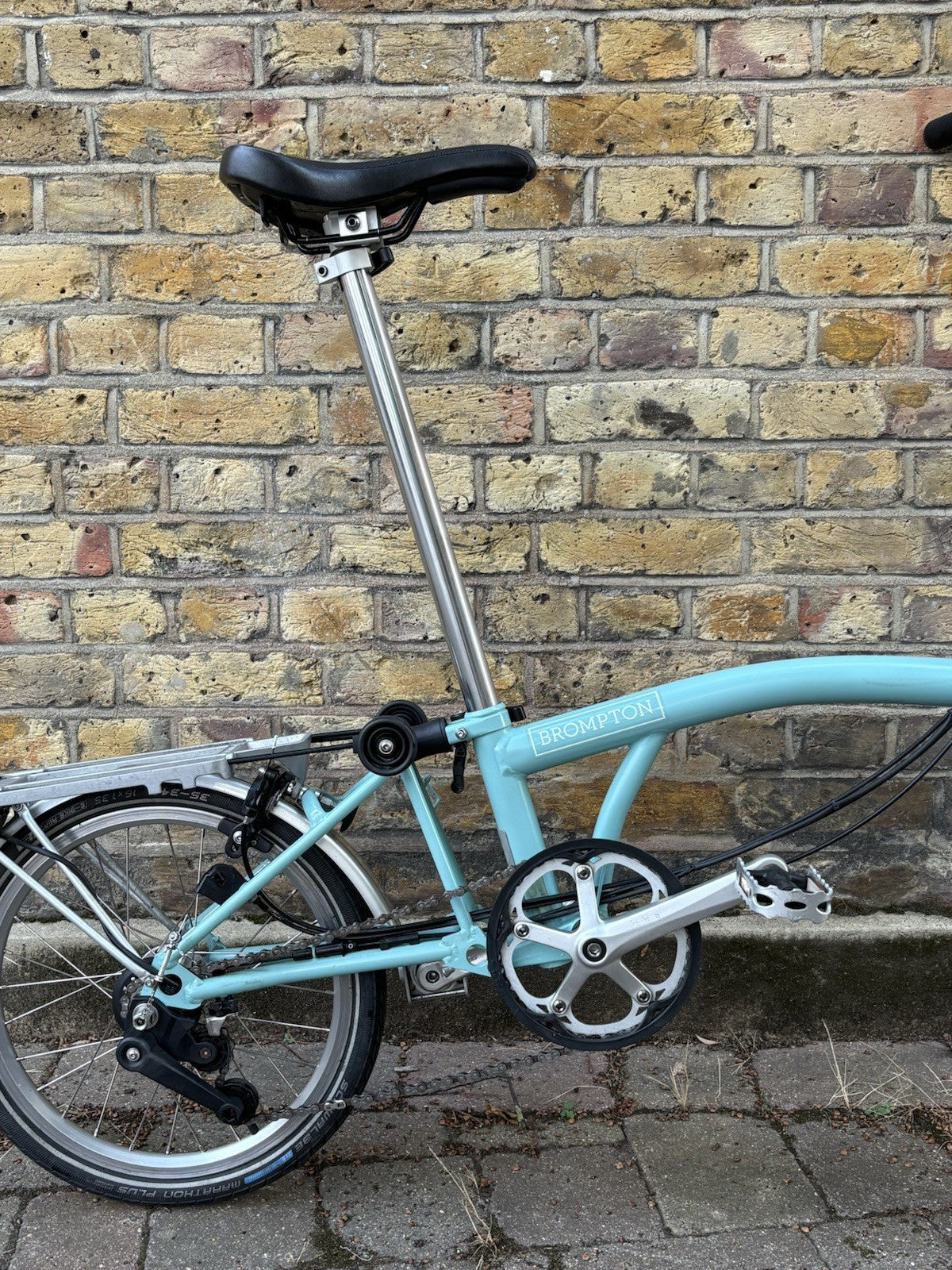 Brompton M6R Folding Bike - Celeste w/ Mudguards, Rack And Dynamo Light Set