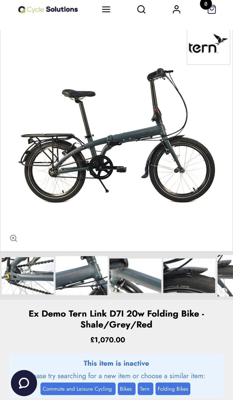 Demo Tern Link D7I 20w Folding Bike - Shale