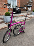 Brompton M3L folding bicycle n rare Berry Crush (2016) One Owner, Fully Register