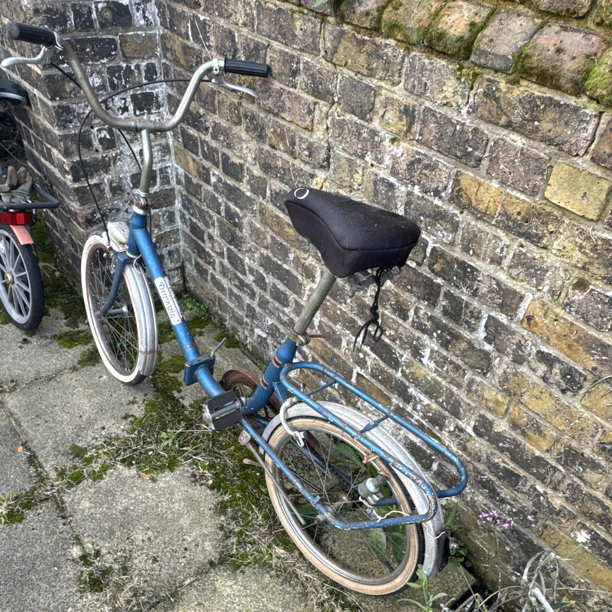 Dunavia Vintage Folding Bike 20in Blue Steel Hub Gears Mudguards Rear Rack