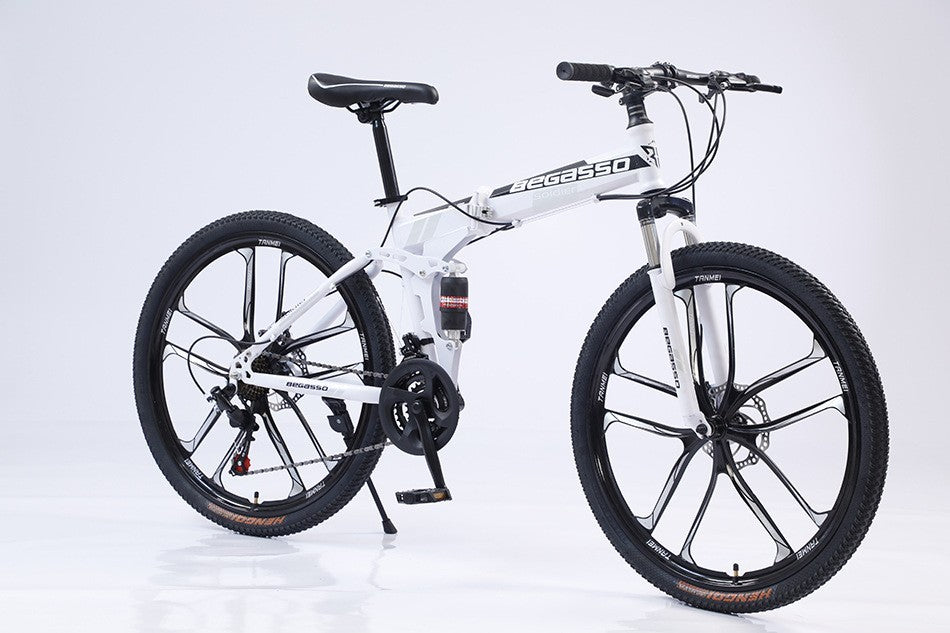 24 Inch White Foldable Bike, 24 Speed, 10 Knives Rim, Front suspension 329-331