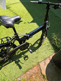 Folding Bike 20in Black Rear Rack Mudguards Kickstand Adjustable Seat.