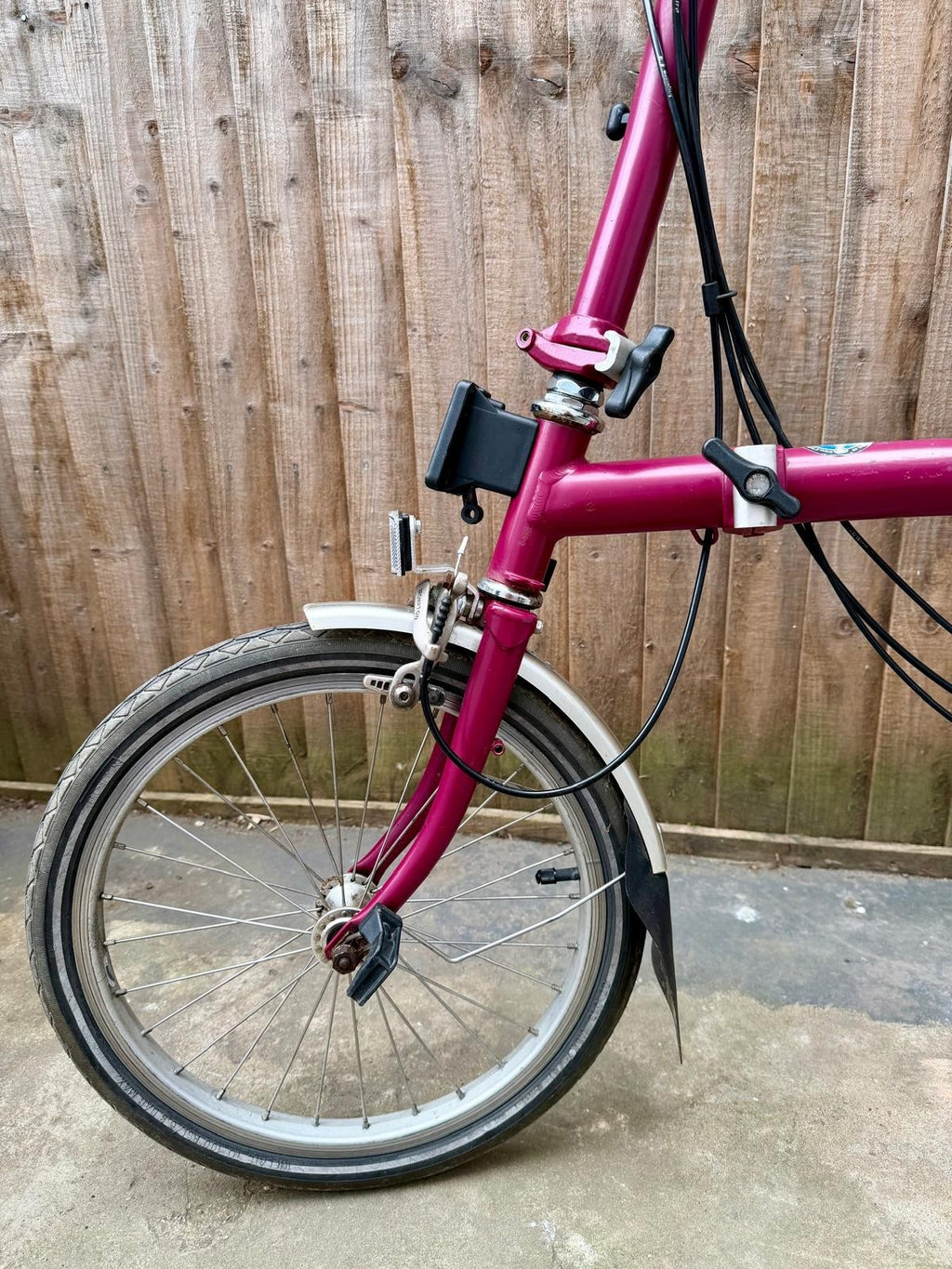 Brompton Folding Bike M3L in Pink with Mudguards and bag holder