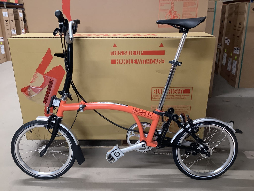 Brompton C-Line Explore Mid bar Folding Bike Fire Coral