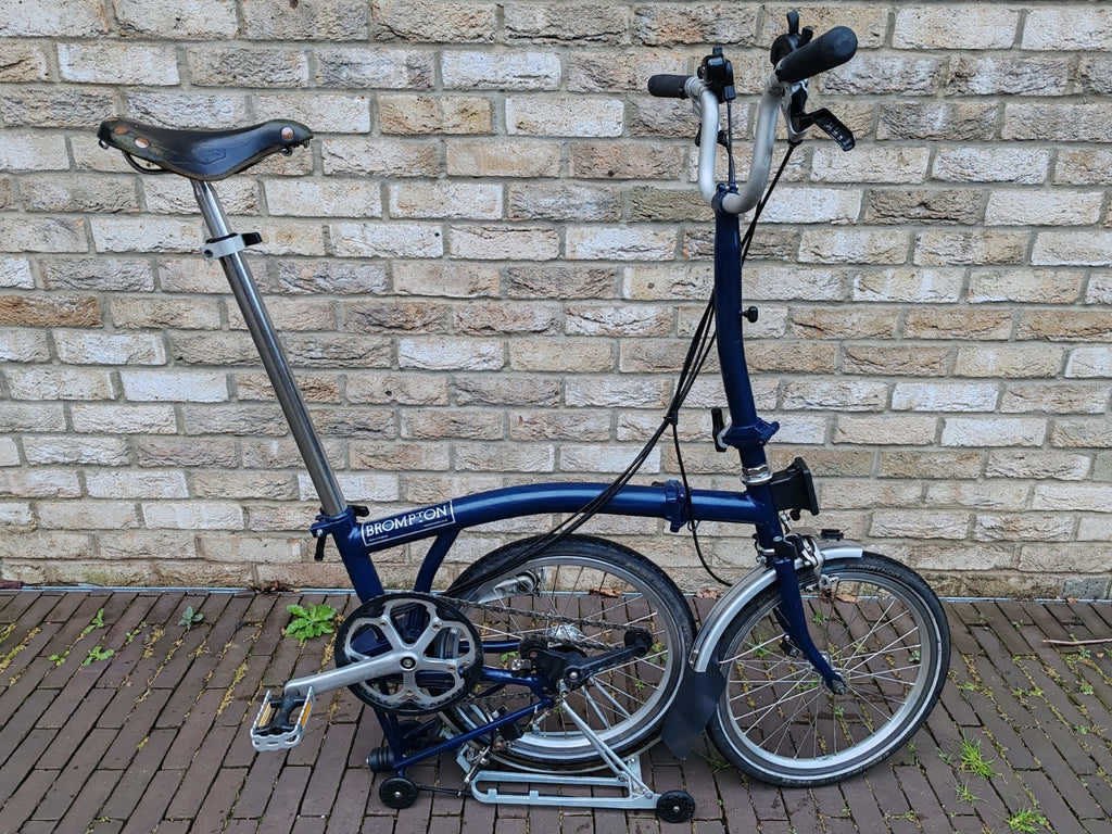Brompton H6R 6 Speed Folding Bike Rack Brooks Saddle Commuter Blue