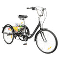 24 Inch Adult Tricycle Trike Bike 8-Speeds 3-Wheel Bicycle W/Folding Back Basket