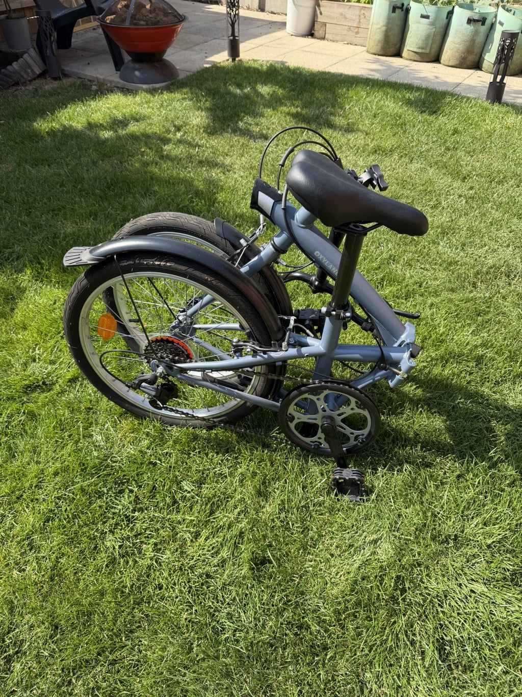Decathlon Oxylane Folding Bike 20in Grey Mudguards Reflectors