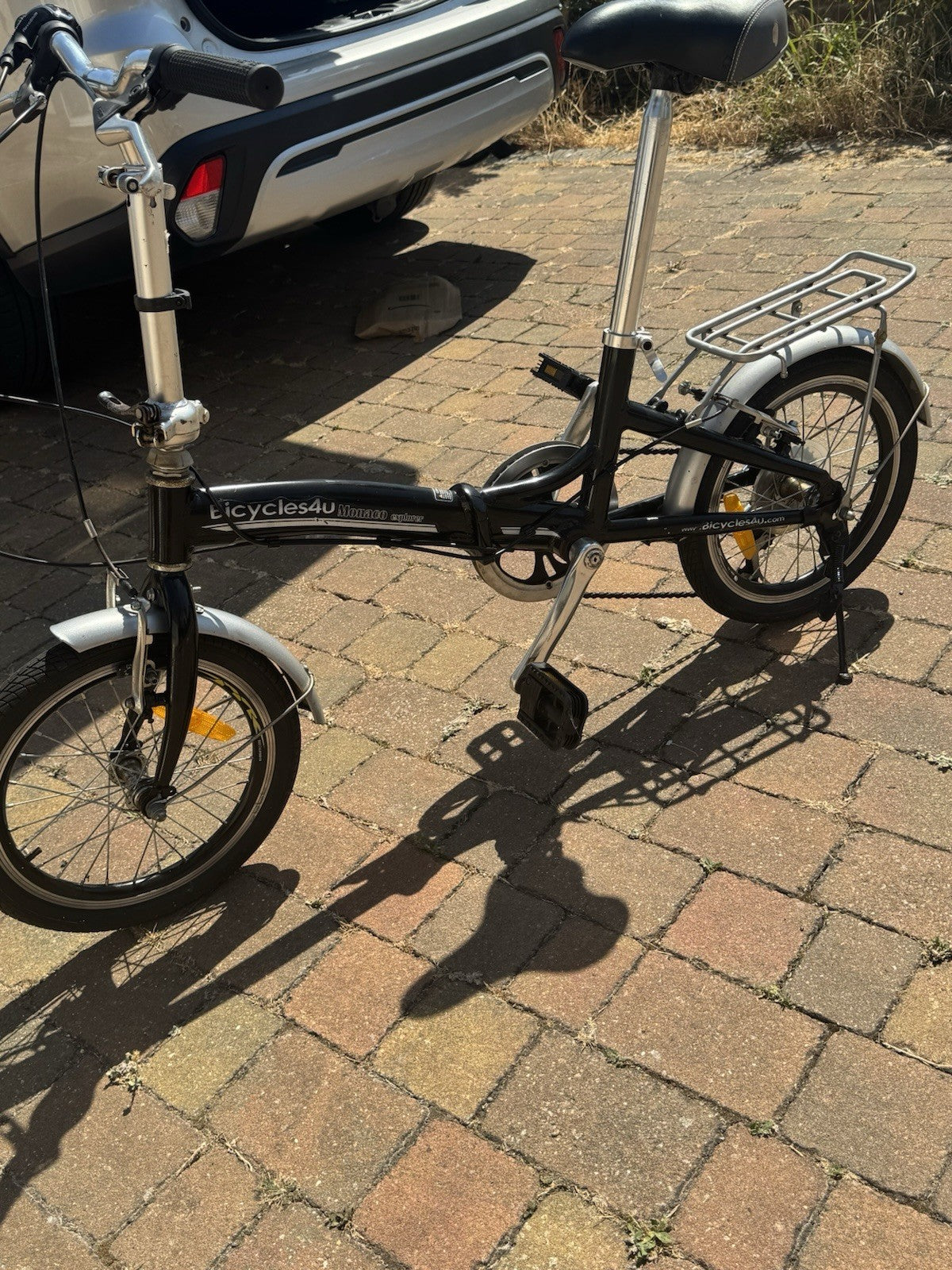 Bicycles4U Minimo Folding Bike 16in Black/Silver w/Rear Rack Mudguards