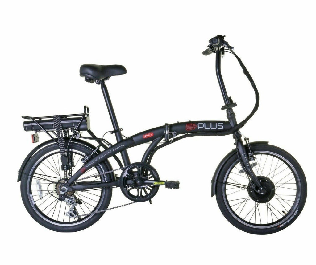 E-PLUS City Folder 20in Folding Bike Black Rear Rack Mudguards Mech Disc