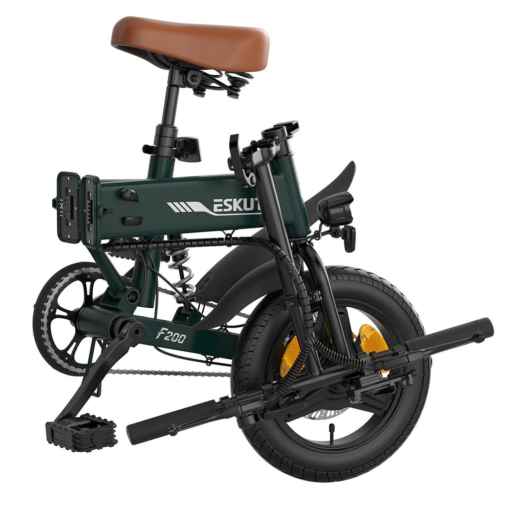 14" Portable Commuter Bike 50km 36V 7.8A Folding City Bike Full Disc-F200R Green