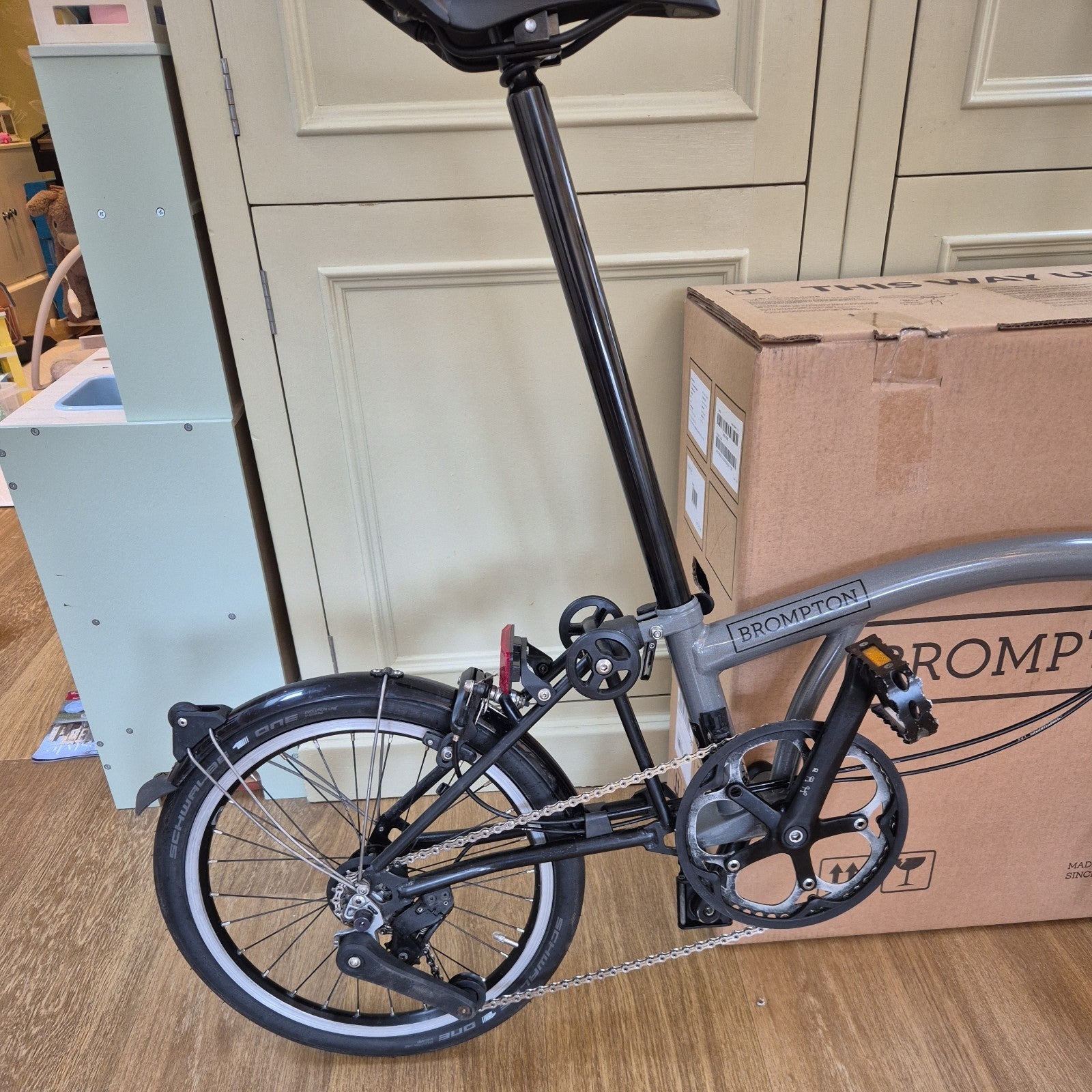Brompton P Line 4 Speed Titanium Folding Bike Silver Black