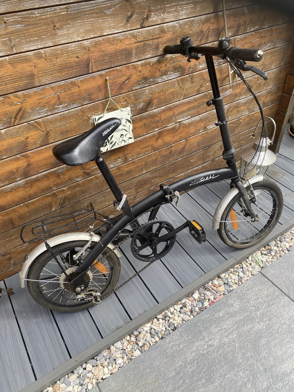 Wayscal 20in Folding Bike Black/Silver Mudguards Rear Rack Bell Flat Bar