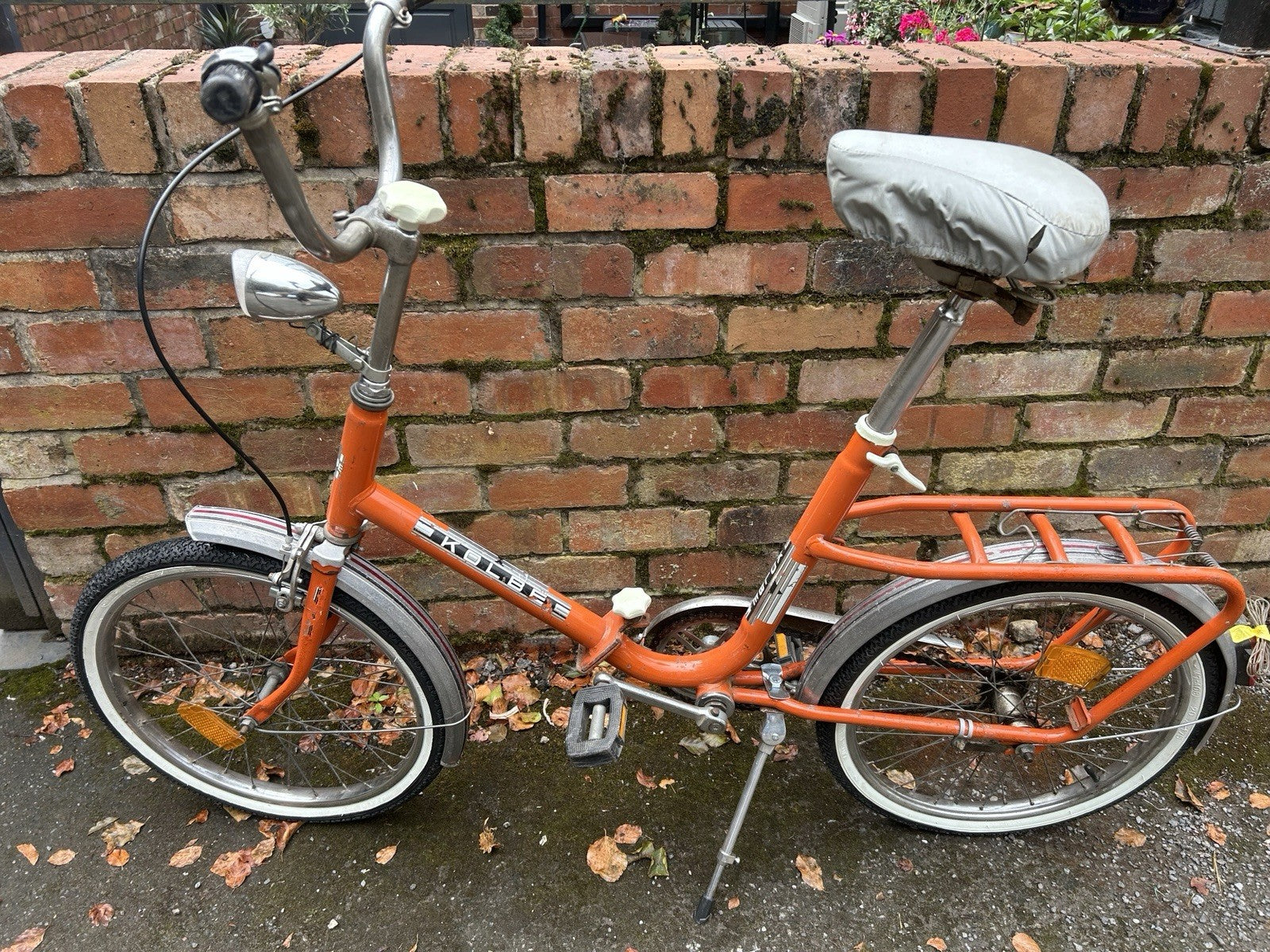 KOLBE 20in Folding Bike Orange/Silver Rear Rack Mudguards Kickstand 1 Speed