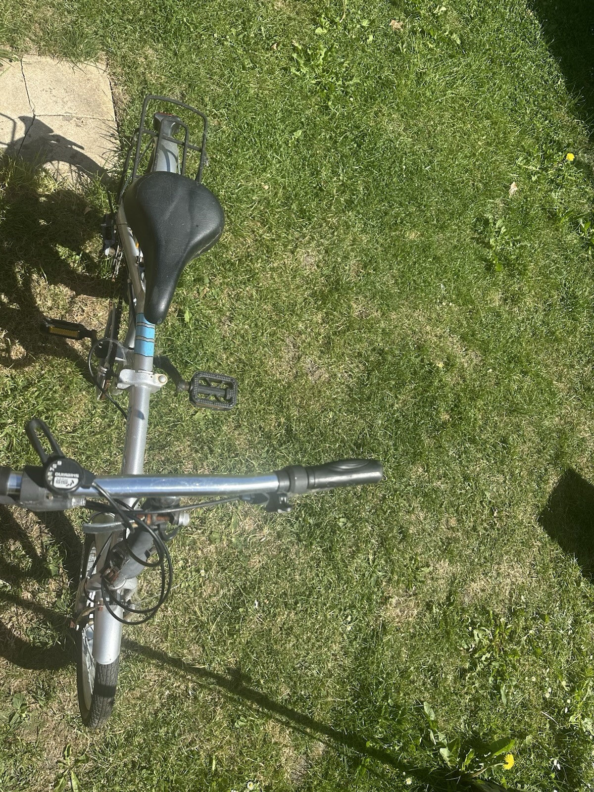 Bioteam Folding Bike 16" Silver Blue Steel 6 Speed Rear Rack Mudguards Kickstand
