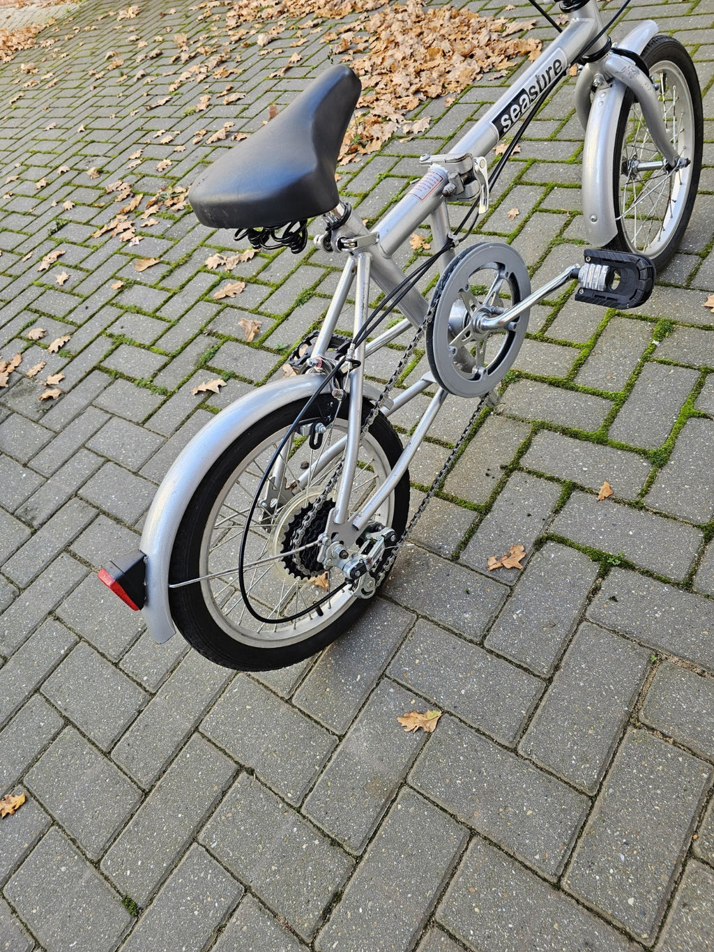 Seasure Folding Bike 16" 6-Speed Compact Lightweight Commuter Silver