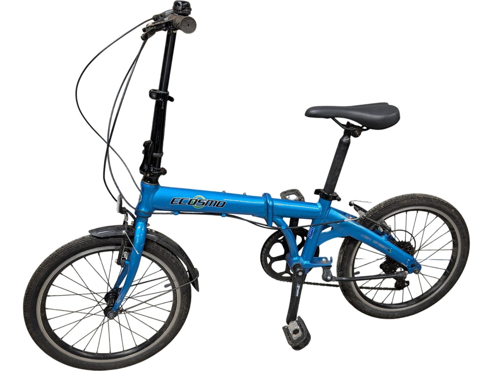 Ecosmo Folding Bike 16" Wheels Blue Shimano 6 Speed Lightweight Commuter Bicycle