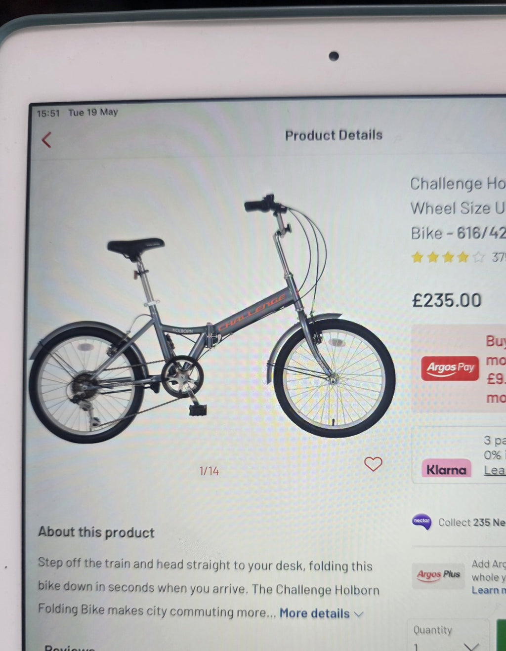Holborn Challenge 20-inch Wheels Folding Bike  COLLECTION ONLY