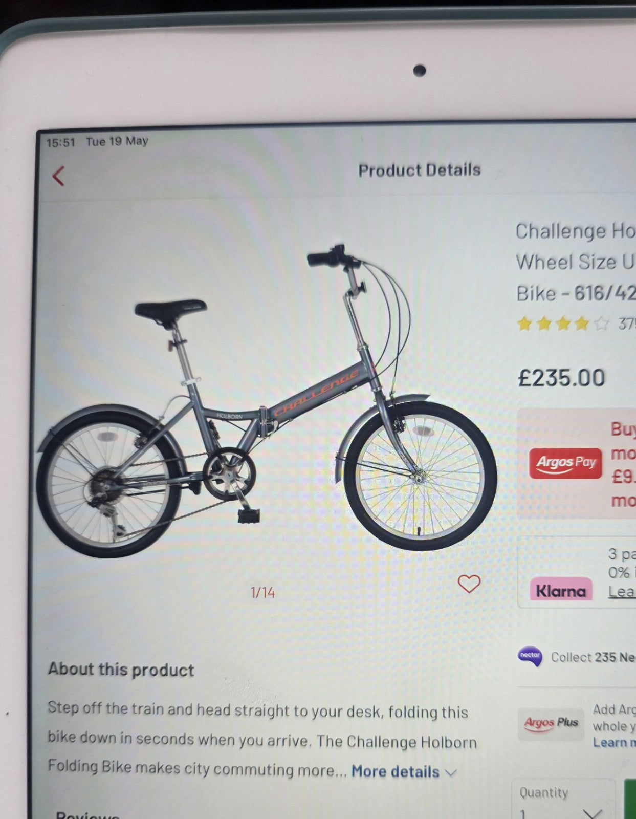 Holborn Challenge 20-inch Wheels Folding Bike  COLLECTION ONLY