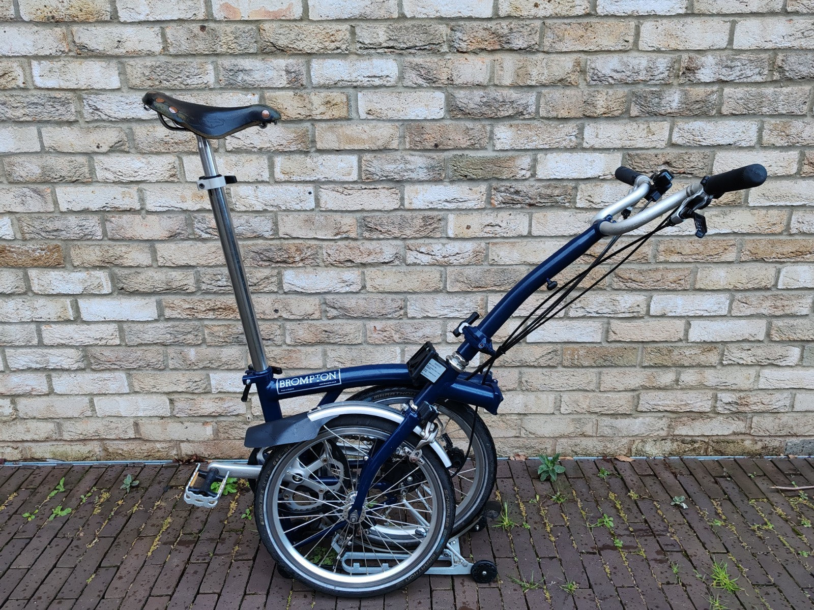 Brompton H6R 6 Speed Folding Bike Rack Brooks Saddle Commuter Blue