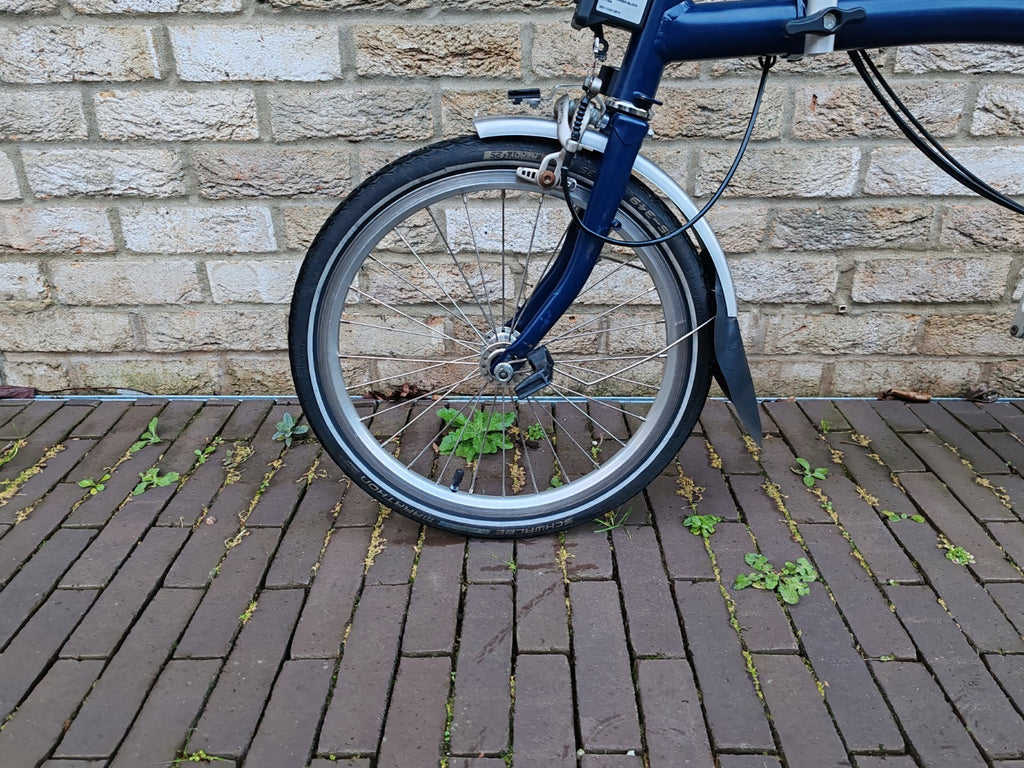 Brompton H6R 6 Speed Folding Bike Rack Brooks Saddle Commuter Blue