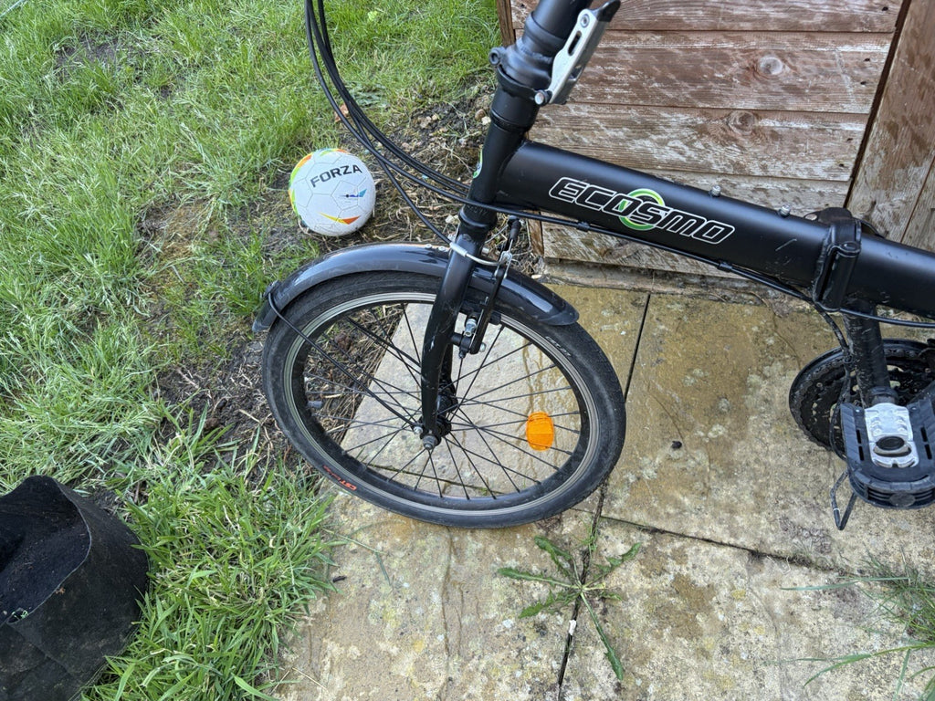 Ecosmo 20 in Folding Bike Black, Rear Rack, Mudguards, Reflectors