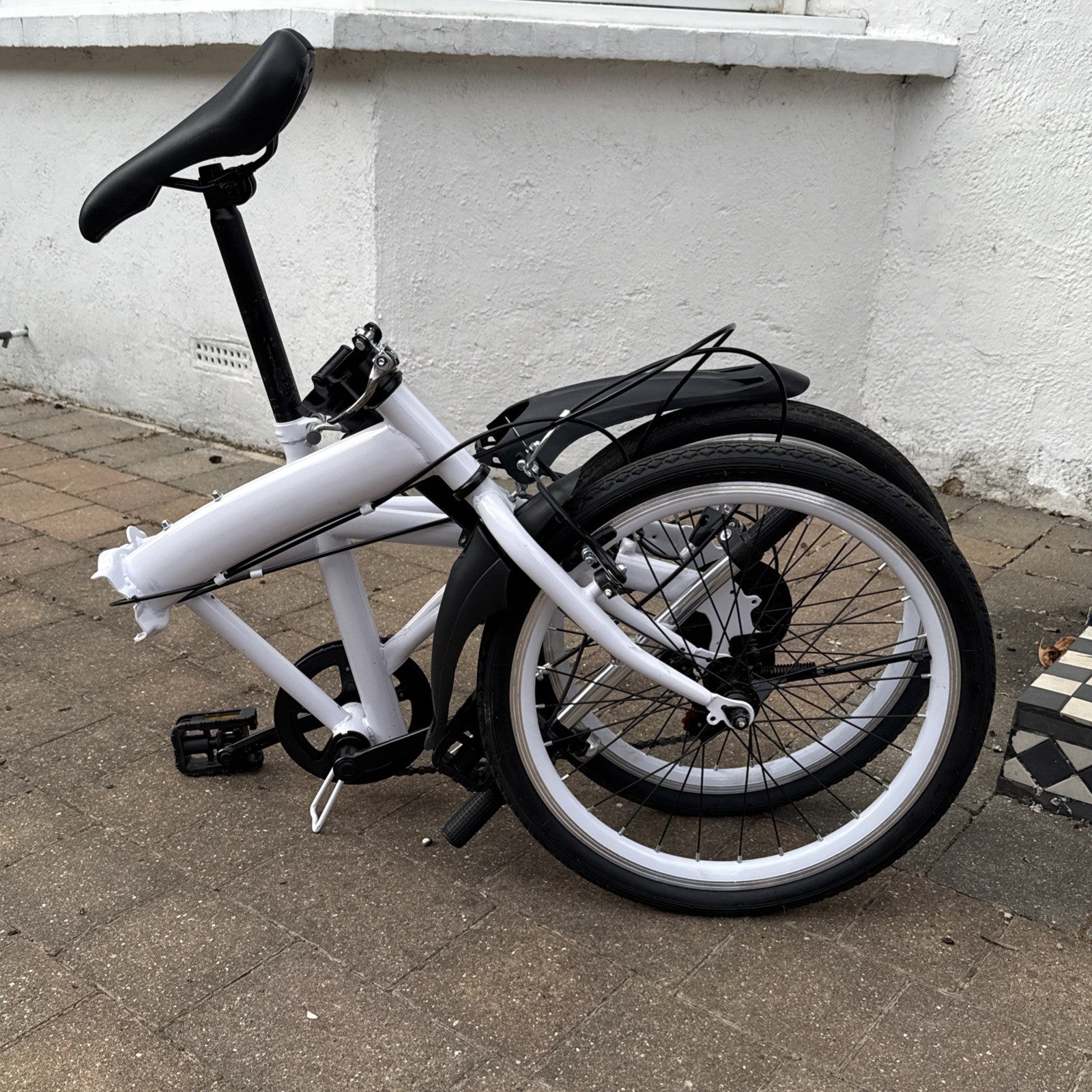White Folding Bike Foldable City Bike for Adult 20" Commute Bicycle 6 Speed Gear