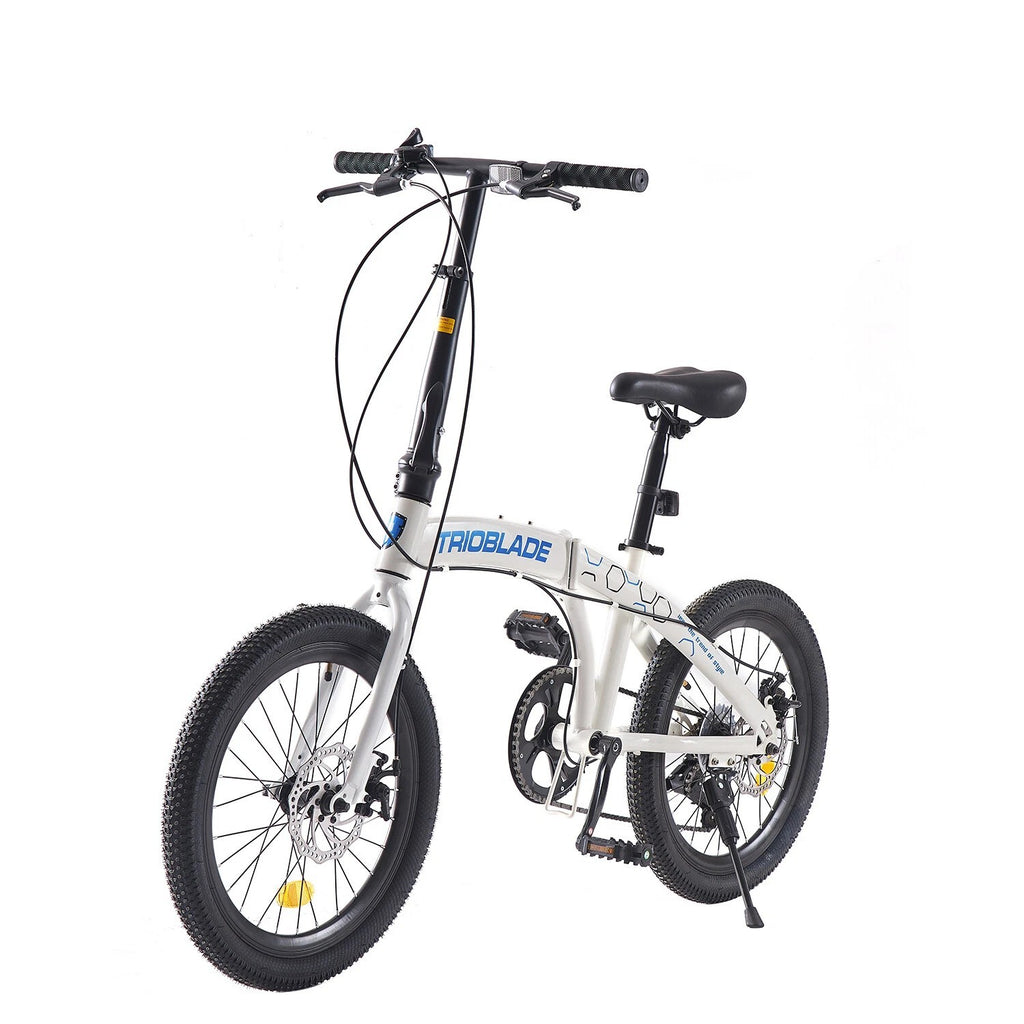USED - 20 inch Unisex Folding Bike Adult City Bike Disc Brakes Bicycle White