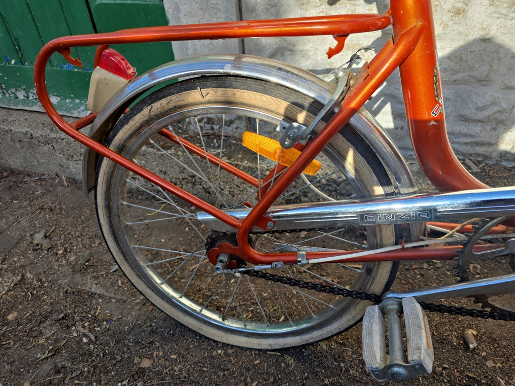 Cinzia Vintage Folding Bicycle Orange Frame Made In Italy 1980s Used Condition