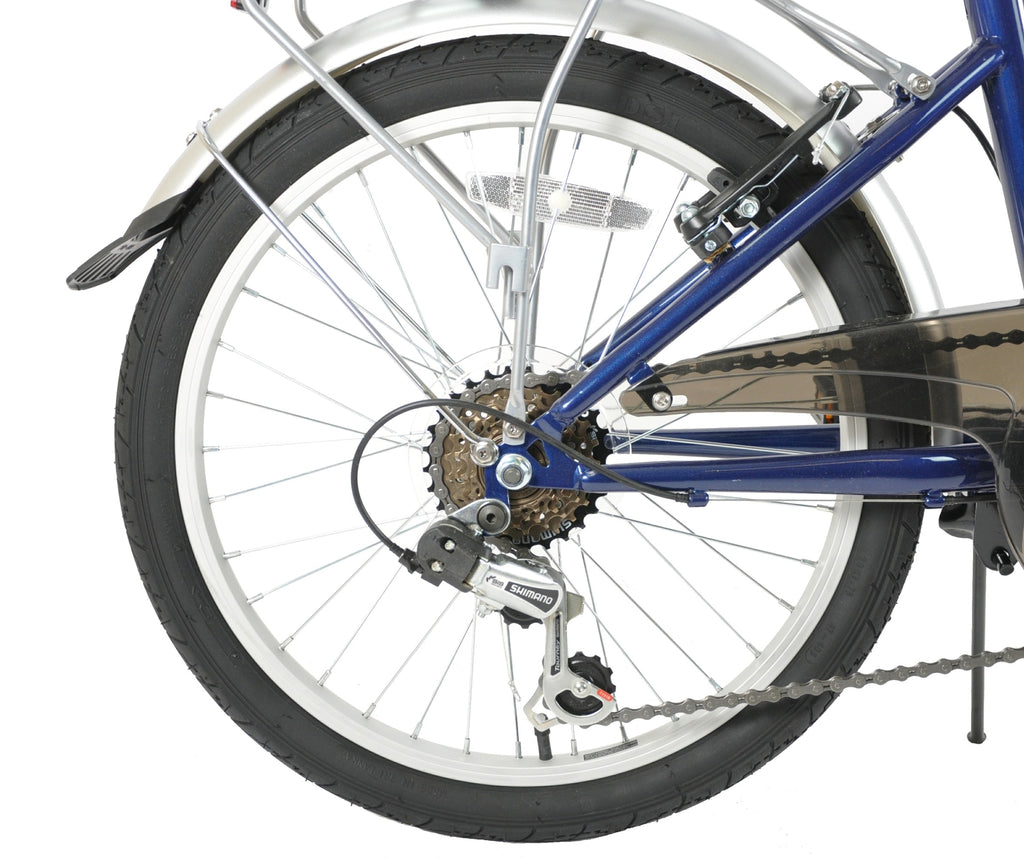 Ammaco Pakka Compact 20 Inch Wheel Folding Shopper Camping Bike 6 Speed Blue