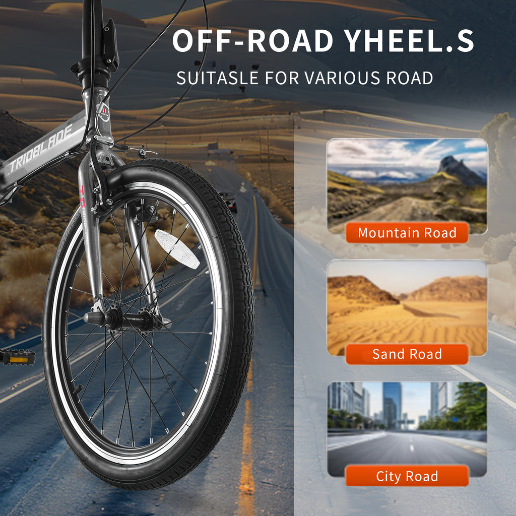 20 Inch Adult Folding Bicycle 7-speed Transmission System Folding Bicycle Grey