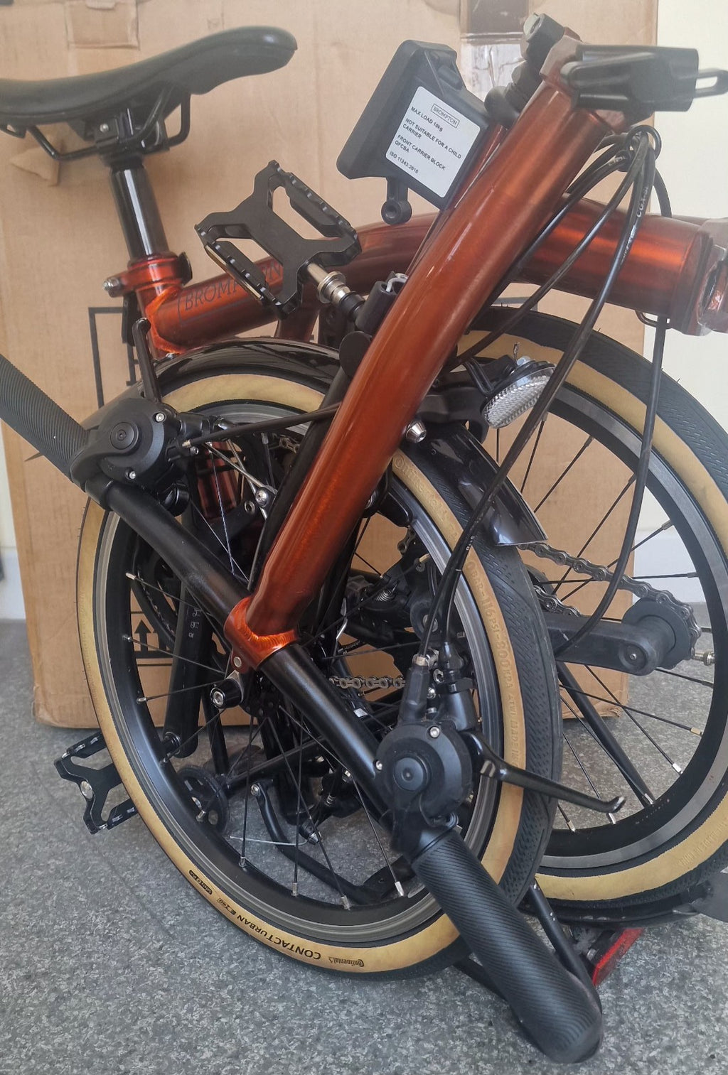 Brompton P Line 12 speed FLAME LACQUER + roller. Low £$🌎 Post📦🛫📮.RRP£2679
