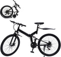 26" Folding Mountain Bike 21 Speed Disc Brakes Carbon Steel Frame Mudguard