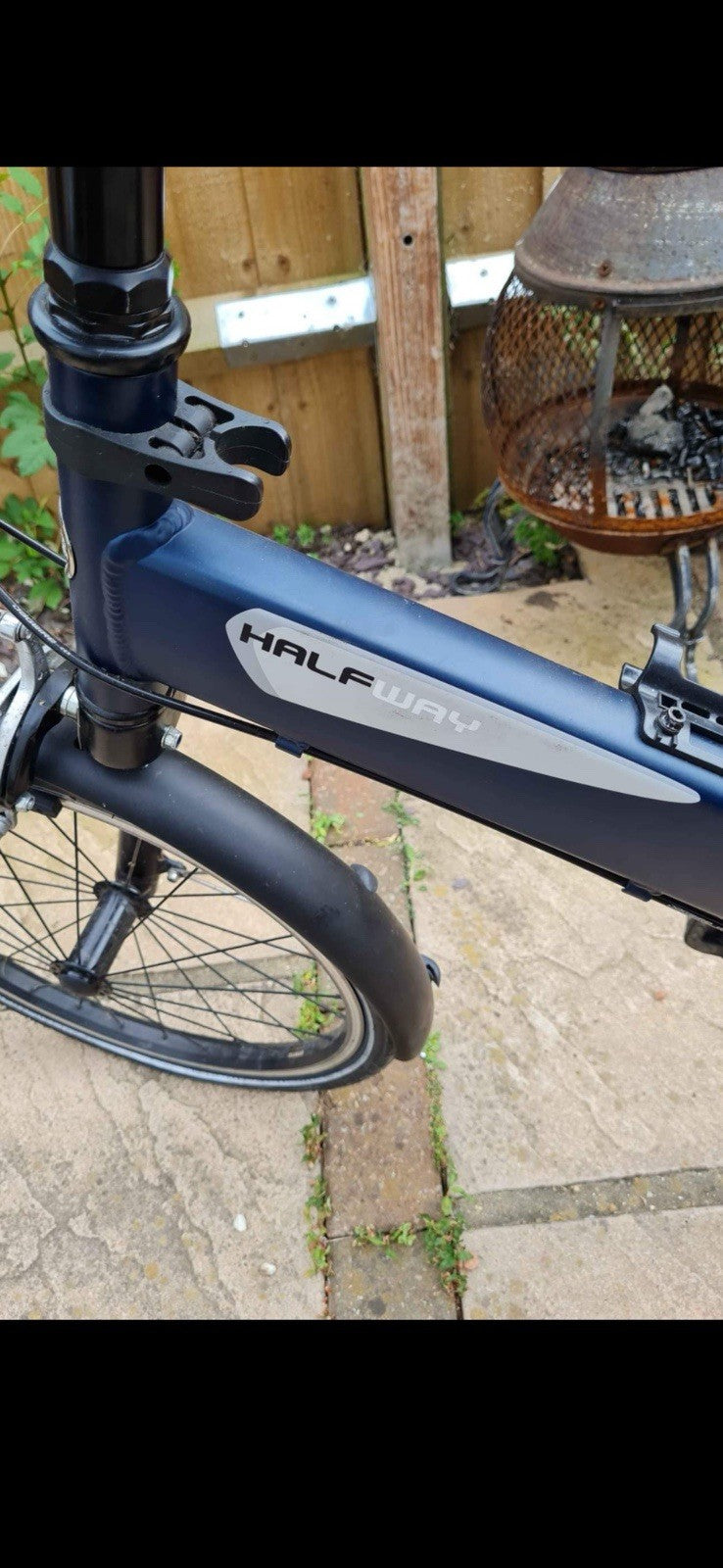 Blue Halfway Folding Bike with Front Shopping Basket  Halfway folding bike