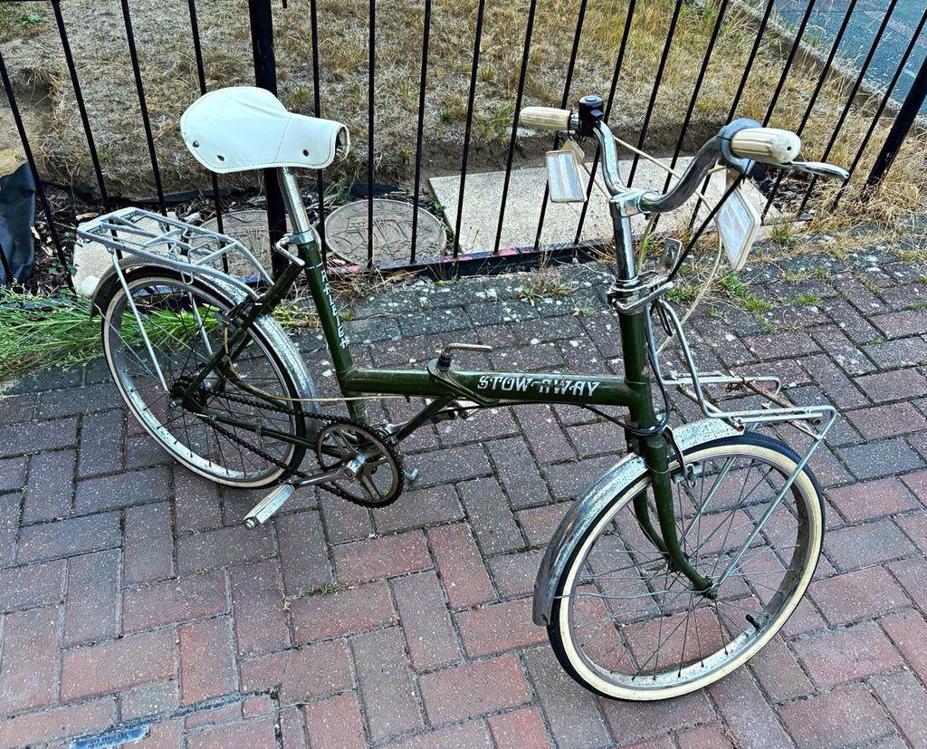 Stowaway 20in Green Step-Through Folding Bike, Front/Rear Racks, Mudguards
