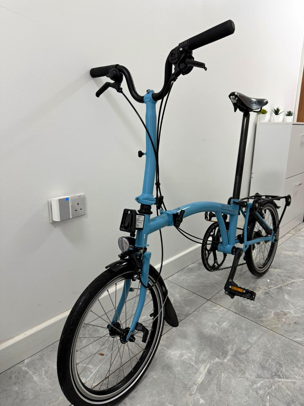 Brompton Folding Bike 16 in 4 Speed Blue/Black, Mudguards, Reflectors