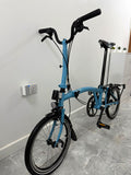 Brompton Folding Bike 16 in 4 Speed Blue/Black, Mudguards, Reflectors