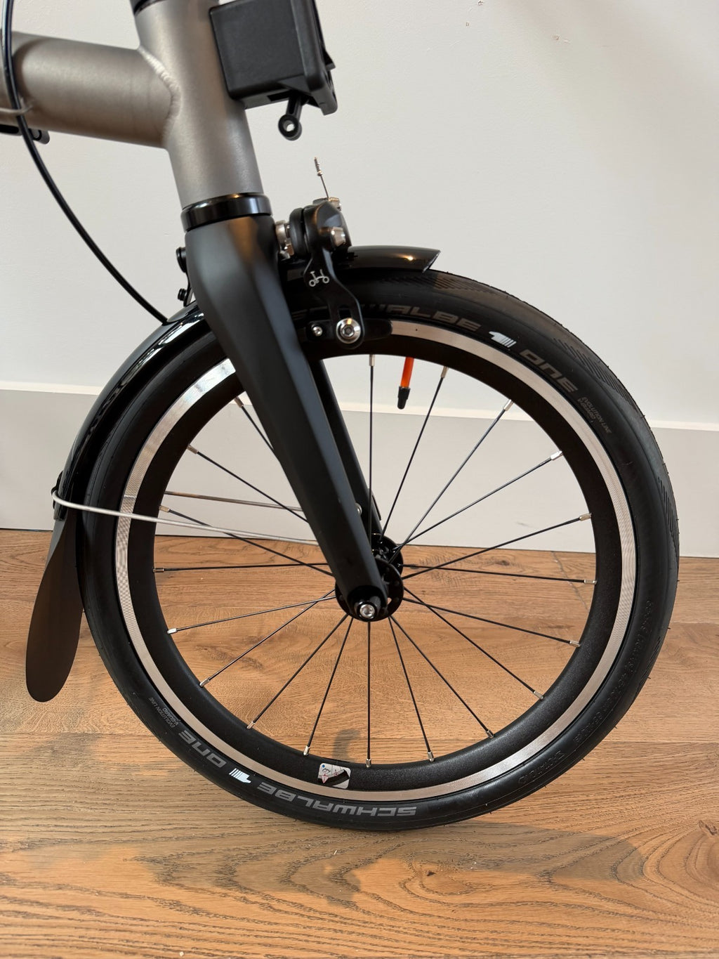Brompton T Line Folding Bike 4-Speed 16in Wheels Titanium Blasted Titanium