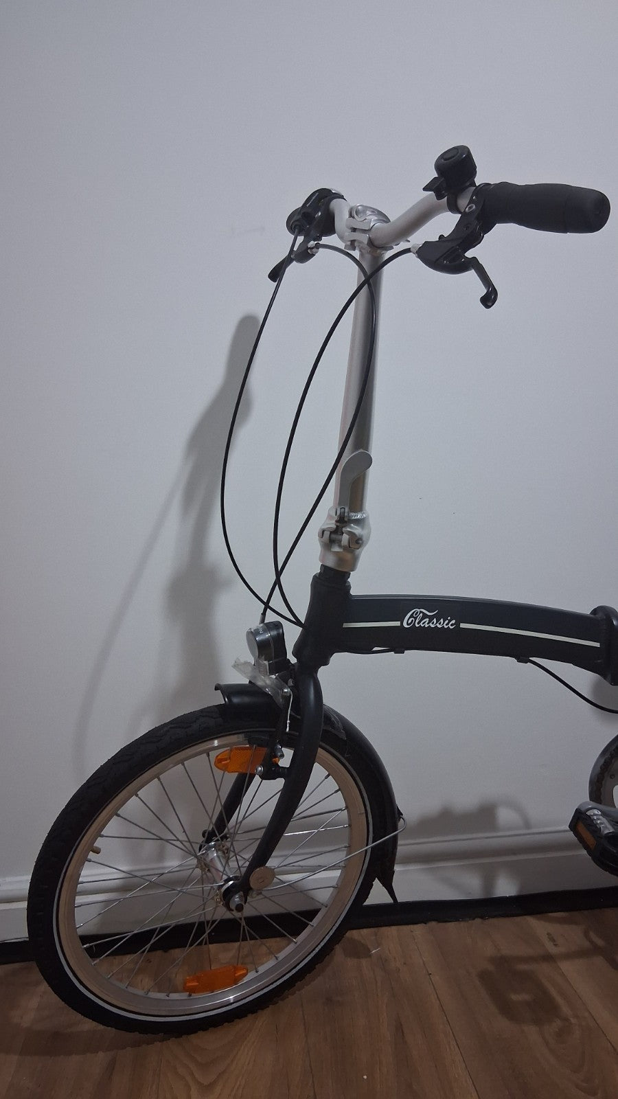 Denver Classic 001 Folding Bike 20in Black/Blue, LED Lights, Rack, Mudguards