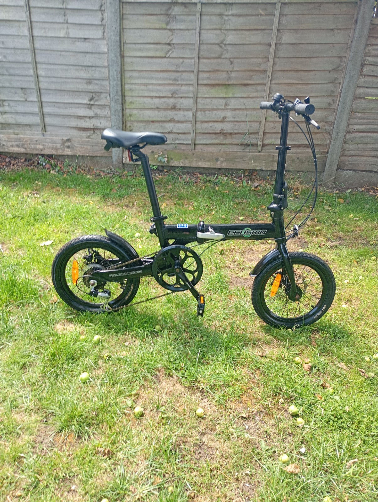 Folding Bicycle Ecosmo 16" Wheel Black Alloy 6SP Shimano Gear, DualDisc-16AF02BL