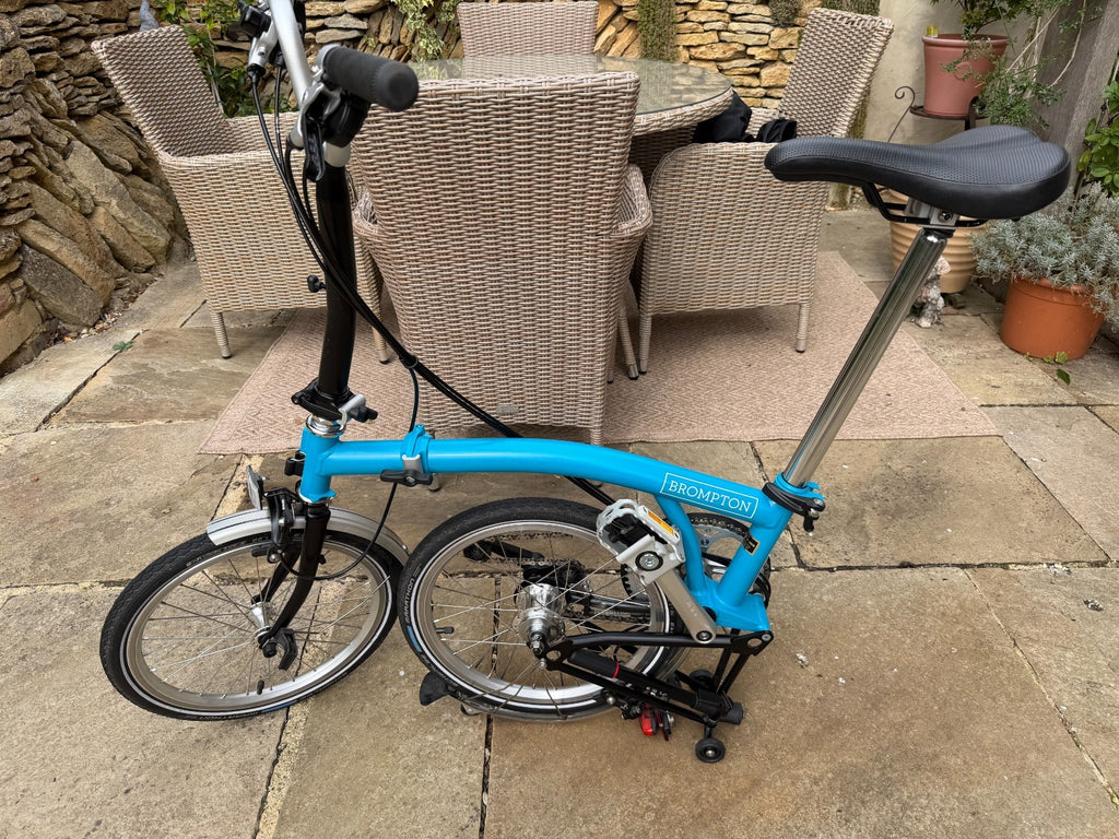 Blue Brompton Bike 6-speed - mint, less than 100 miles