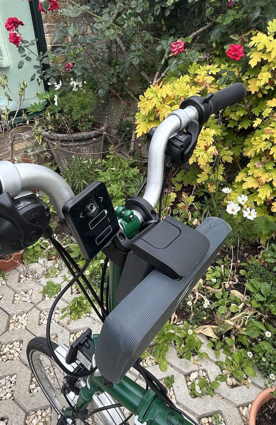 Green Folding Brompton Bike With Swytch Kit In Good Condition