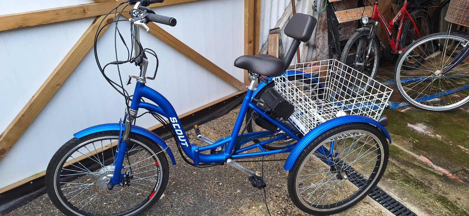 Trike Scout Electric 24" Tricycle Adults Seniors Foldable 6 Speed With Basket
