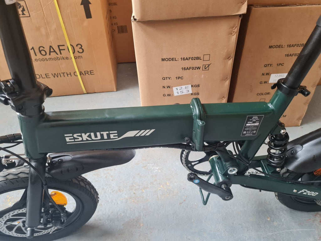 14" Portable Commuter Bike 50km 36V 7.8A Folding City Bike Full Disc-F200R Green